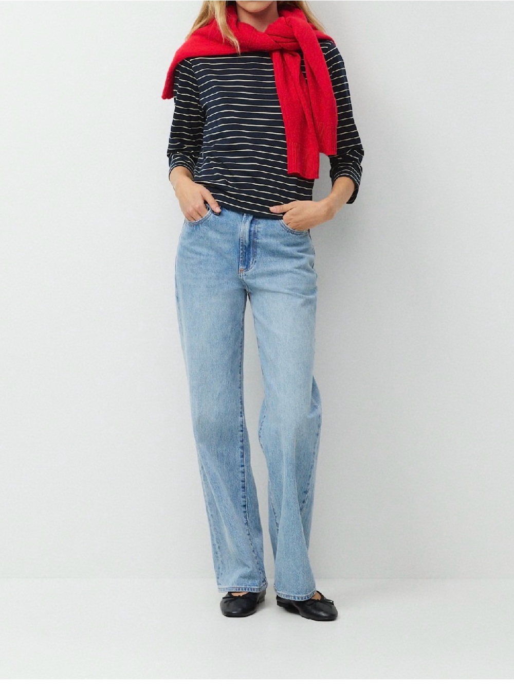Denim Forum Farrah Hi-Rise Wide Light Wash 100% cotton Jeans